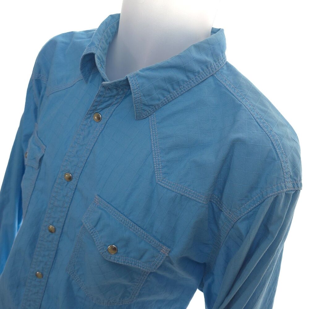 Wrangler TwentyX 20X Mens XLT Western Shirt Blue Rodeo Button Up - Picture 3 of 9